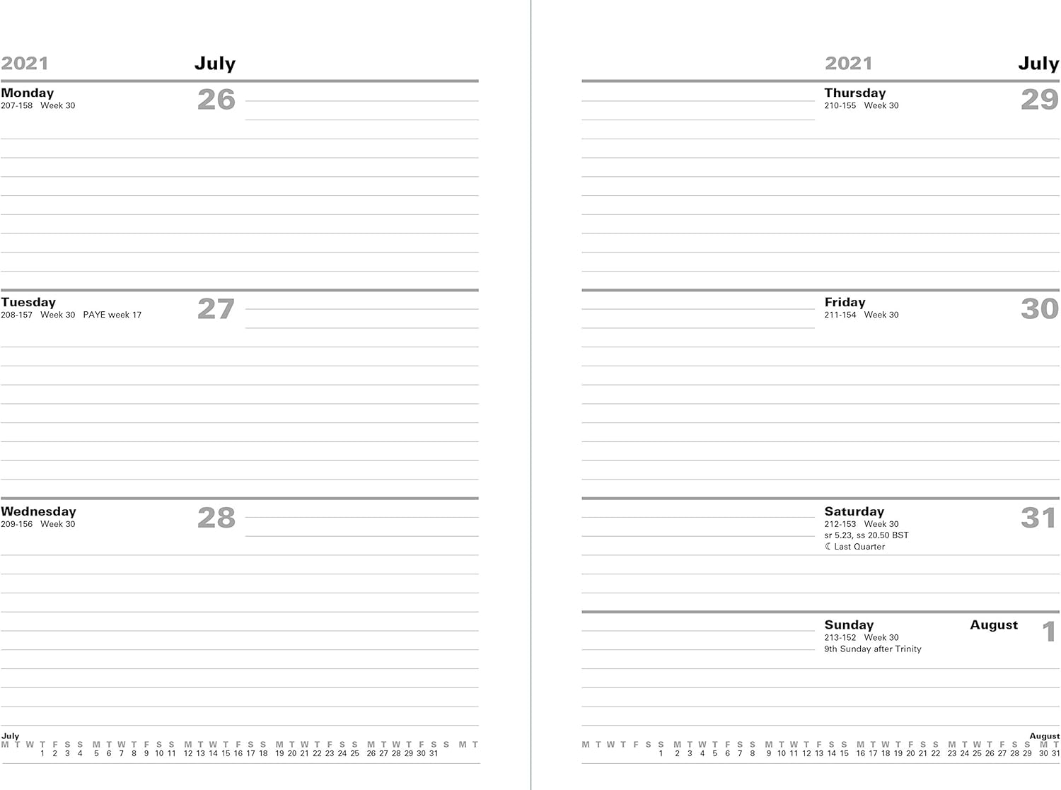 Letts of London Standard A5 Academic 21-22 Week to View 13 Month Diary - Blue, 22-TA3XBL - Image 3