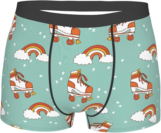Roller Skate Retro Rainbow Men'S Boxer Briefs Underwear Breathable