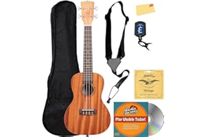 Kala KA-15C Satin Mahogany Concert Ukulele Bundle with Gig Bag, Tuner, Strap, Strings, Austin Bazaar Instructional DVD, and Polishing Cloth
