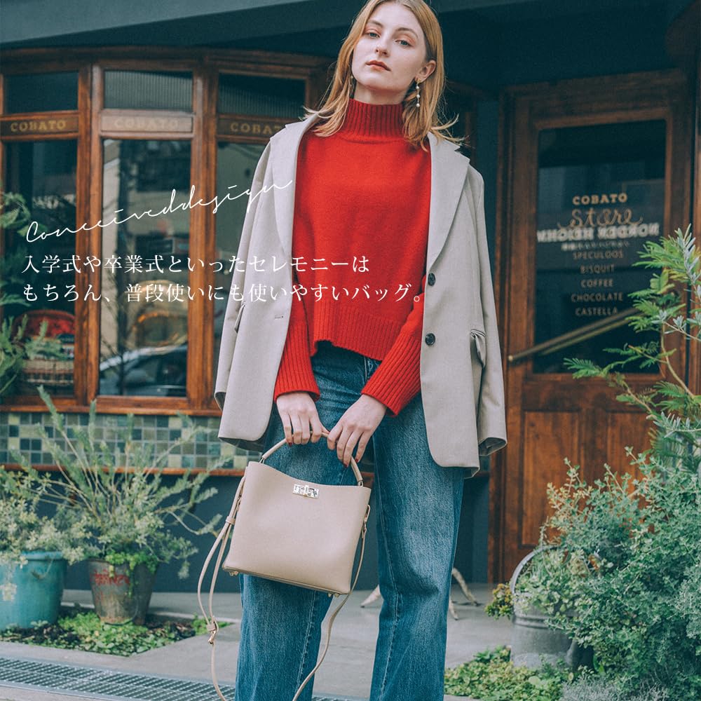 Rename(リネーム) RHL24010 Crossbody Shoulder Bag, Formal Work, Large Capacity, Kindergarten Entrance Ceremony, Graduation, One Handle, 2-Way Cow Leather Handbag