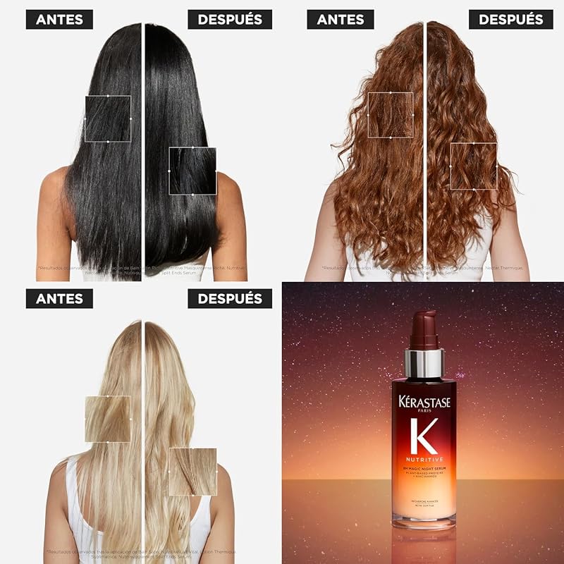 Sérum Nutritivo, Reparador Noturno, Para Cabelo Seco, Revitaliza, nutre e repara, com niacinamida anti-secura, Sérum Noturno Mágico 8H, 90 ml