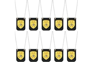Loetere 12 Pcs Pretend Play Police Officer Badges Detective Sheriff Cop Fbi Fake Badge Prop with Chain Police Party Accessories Halloween Dress up