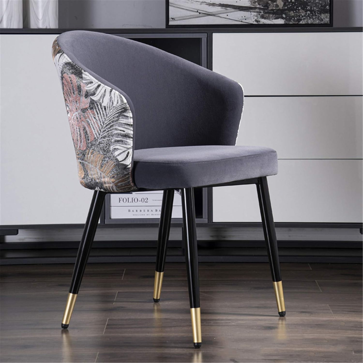 XQWZM Comfy Velvet Dining Chairs,Leaf Embroidery Leisure Lounge Chairs