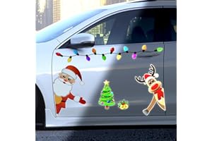 YIXIPAZH Christmas Reflective Car Magnets Set, Reflective Christmas Bulb Car Magnets Christmas Decorations Reflective Light Bulb Magnet Decorations for Car Refrigerator Door (Santa Claus&Reindeer&Bulb Light)