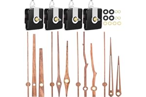PANGBOER 4 Packs Clock Mechanism Replacement Set with Wood Hands Quiet Battery Operated Motor for Wall Clocks Repair Parts Wa