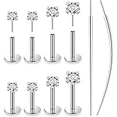 Lsnevsie 14K Gold Filled Threadless Nose Rings Studs Flat Back Earrings 20G 18G 16G 316L Surgical Steel Nose Rings Studs Tragus Helix Conch Cartilage Earrings Hoop Piercing Jewelry For Women Men