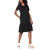Amazon Essentials Women's Short-Sleeve Crewneck Tiered Dress