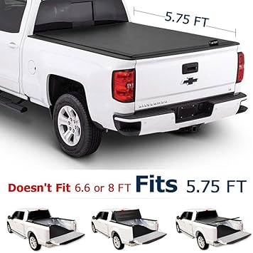 Amazon Com Leader Accessories 5 75ft Tri Fold Soft Uv Protect Truck Tonneau Cover Compatible With 2014 2018 Chevy Silverado Gmc Sierra Styleside Std Ext Crew Cab Bed Automotive