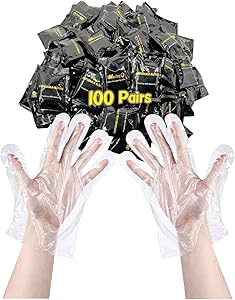 MaikcQ Non-medical Plastic Glove Food preparation Tools, Individually Packaged,for Restaurants, Takeaways and Kitchens, Thicker Version 100 Pairs (Black package, 100 pairs)