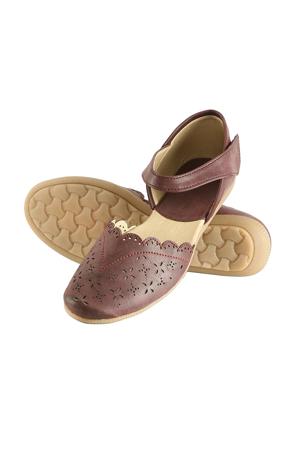 meriggiare women maroon synthetic flats