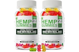M inch 2 Pack Hemp Gummies 1 200 000mg High Strength Stress Relief Fruity Gummy Bear with Hemp Oil 100percent Natural Hemp Candy Supplements Promotes Sleep and Calm Mood 60 Count Pack of 2