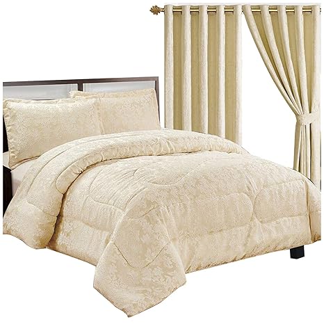Quilted 3 Pieces Bedspread Modern Floral Jacquard Luxury Comforter