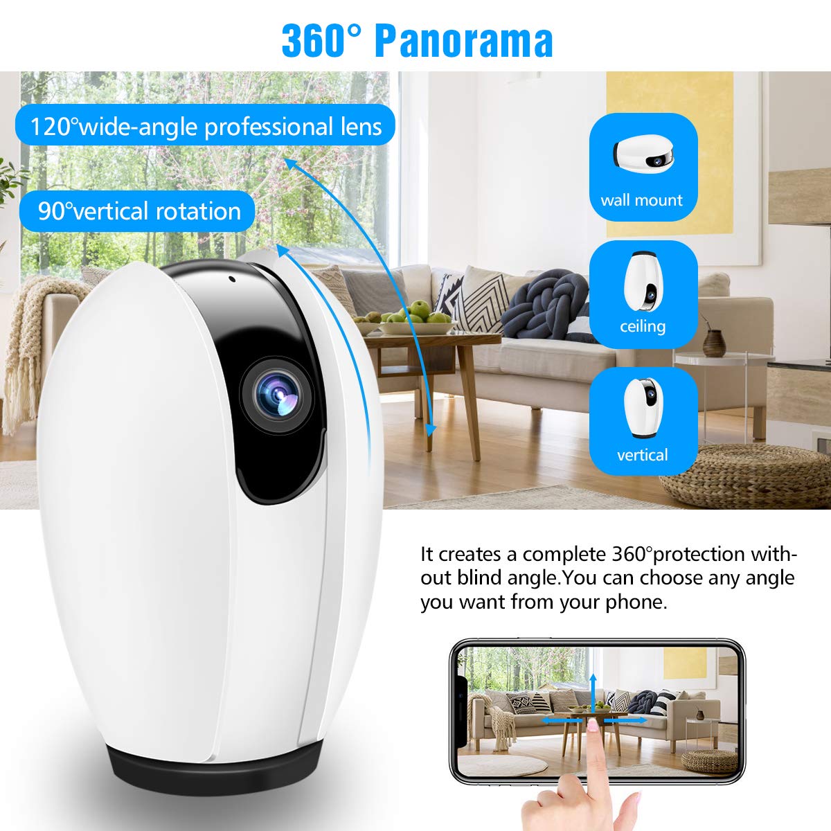 Telecamera WiFi, DIGOO 720P HD Telecamera IP, Telecamera di Sorveglianza Wifi Wireless Camera Interno, Telecamera videosorvegilanza con Audio Bidirezionale，Modalità Notturna a Infrarossi Videocamera di sorveglianza Camera， Camera WIFI Monit