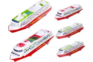 HEMOTON 5pcs Decorative Pull-Back Steam Ship Toy Cruise Ship Models for Boys and Girls Realistic Design