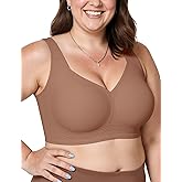 Vertvie Full Coverage Wireless Bra Seamless Push Up Bra Plus Size Bralette Comfortable Minimizer Bras(Coffee,38DDD)
