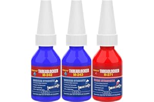 GNEOCO 10ml x 3 Pack ThreadLocker Blue 243 242 and Red 271, Thread Lock Medium Strength and High Strength Lock Tight for Nuts, Anaerobic Curing Metal Glue to Prevent Loosening and Corrosion
