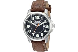 Timex Expedition Metal Field 39mm Men’s Analog Watch | Brown Natural Leather Strap | INDIGLO Backlight and Luminous Hands | 24 Hour Time | Quick Date Function | Rugged Outdoor Watch | 50M Water Resistance