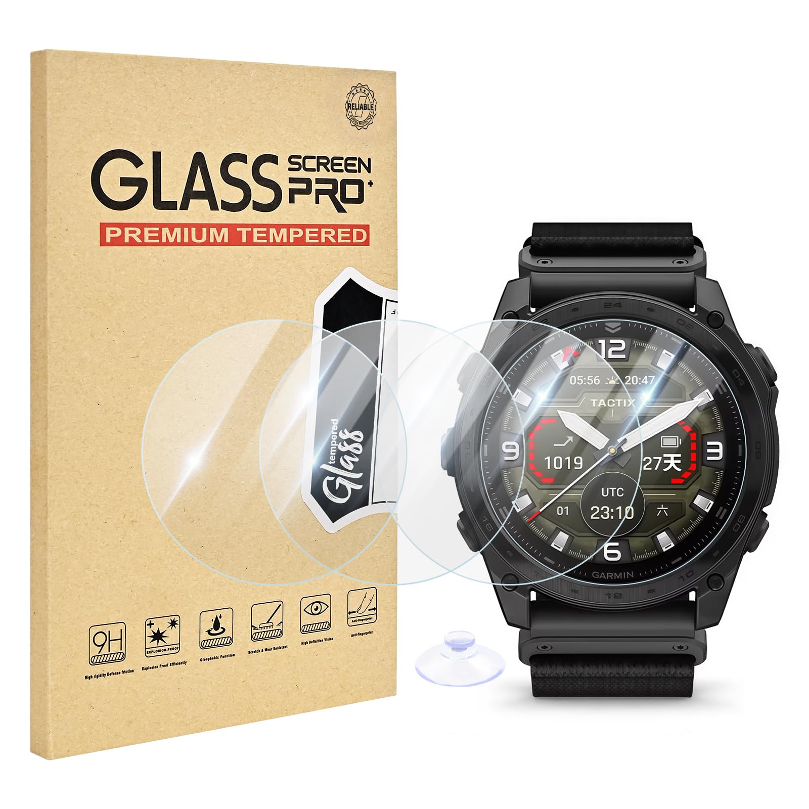 Photo 1 of EasEasy 4 Pack Compatible for Garmin Tactix 8 51mm Screen Protector, HD Clear 9H Tempered Glass with Anti-Scratch & Bubble-Free Watch Protective Film for Tactix 8 51mm