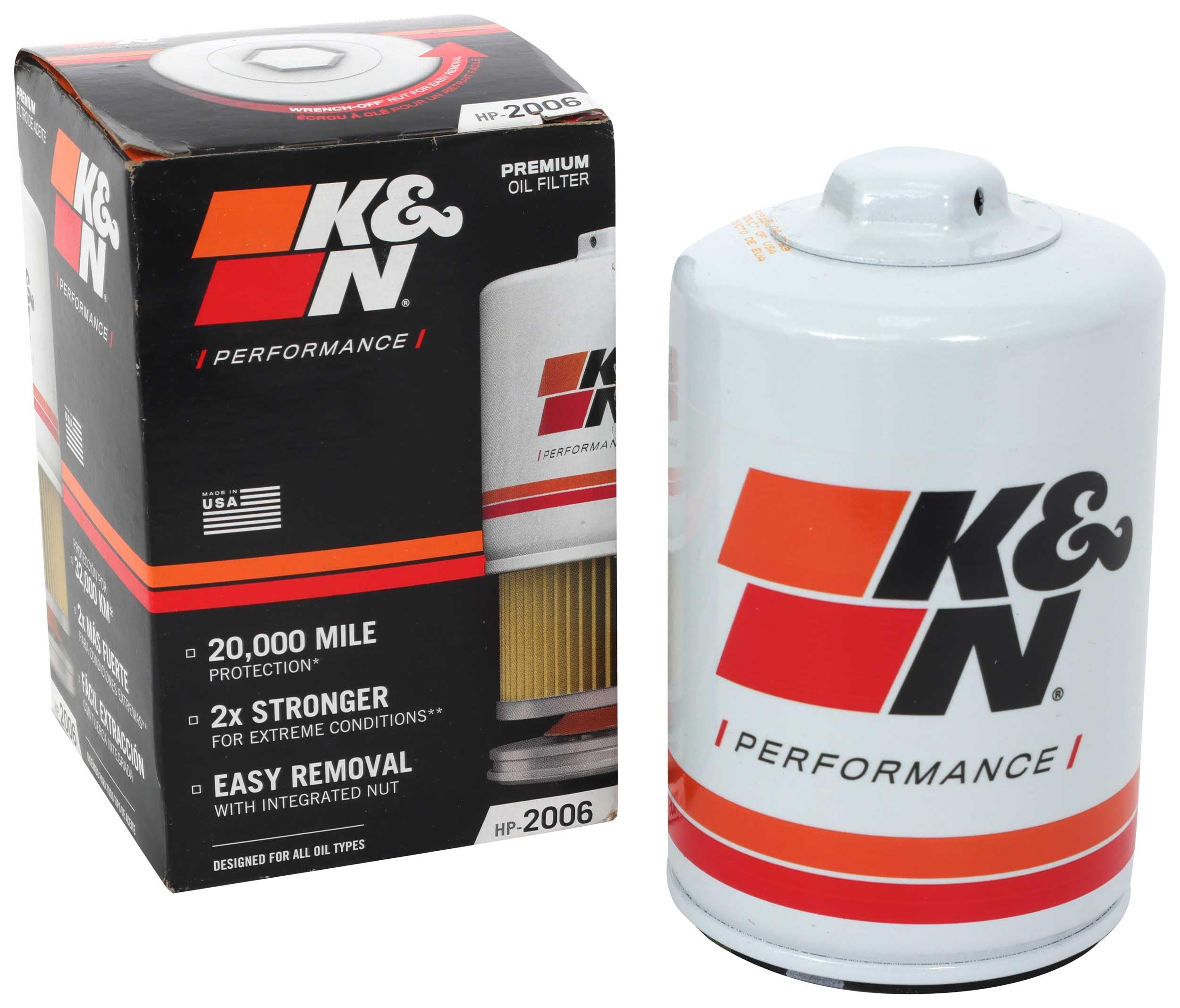 K&N Oil Filter - Spin-On 76x121mm compatible with Chevrolet, GMC, Buick, Cadillac, Hummer, Pontiac, Saturn, Isuzu, Saab (HP-2006)
