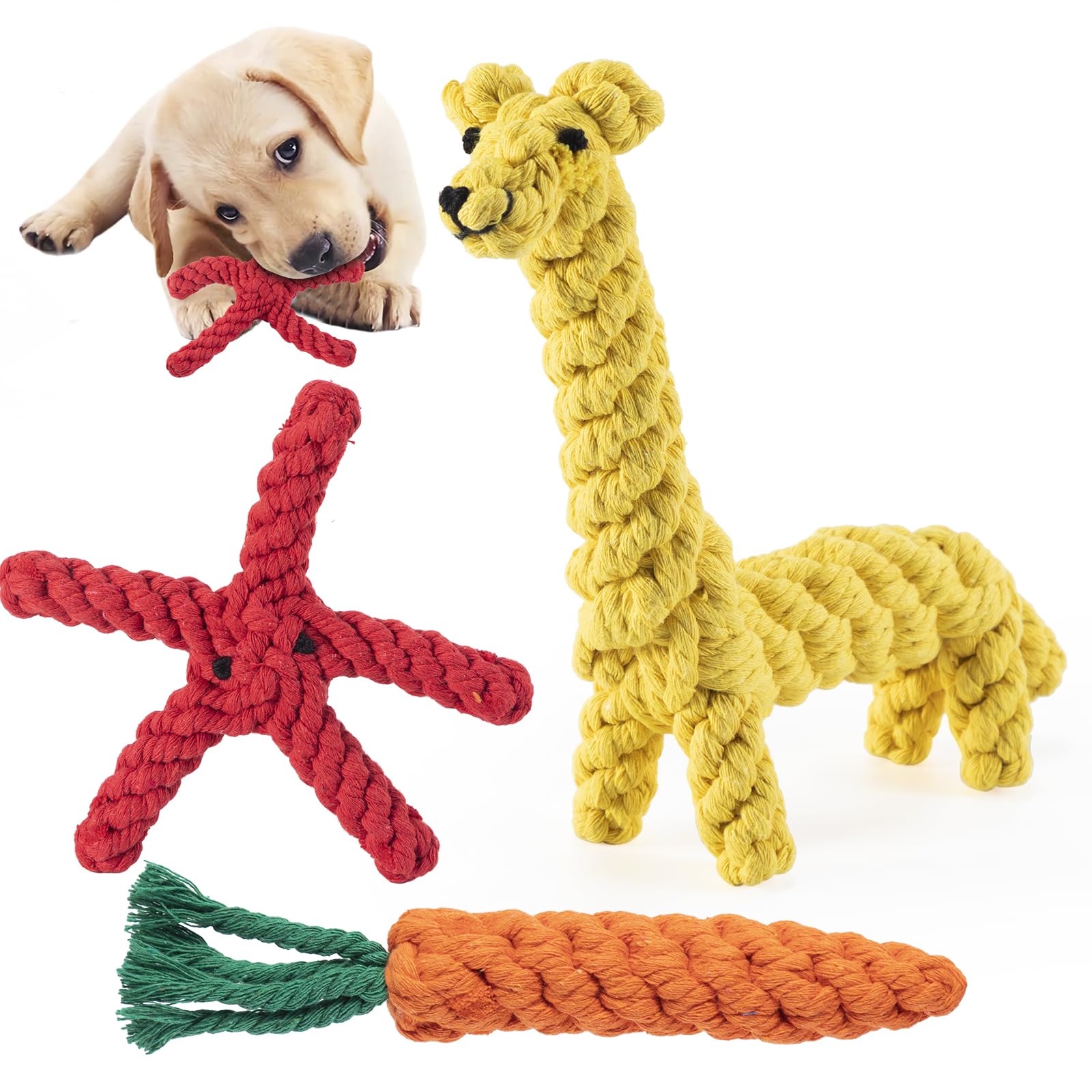 Mezere Puppy Chew Toys from 8 weeks Puppy Teething Toys for Puppies Tough Dog Toys Indestructible Giraffe Puppies Toy for Boredom