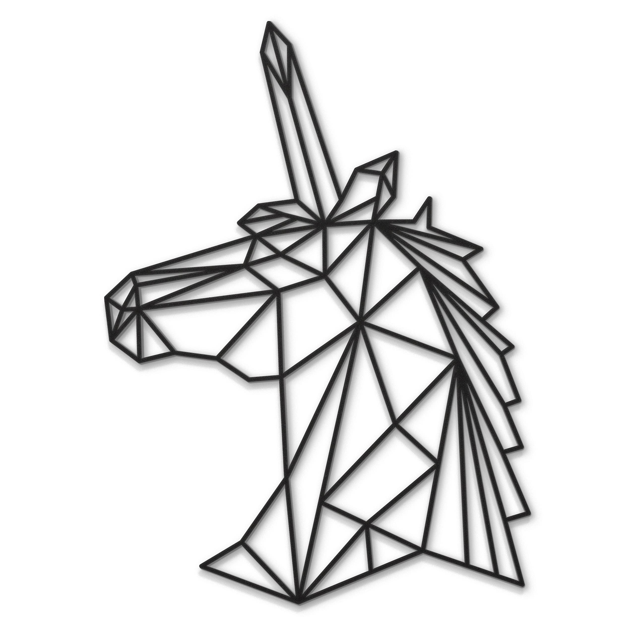 Beautiwall Aesthetic Room Decor Metal Wall Art – Geometric Unicorn Wall Art for Bedroom Boho Decor – Black Matte Steel Wall Decor – Easy DIY Installation