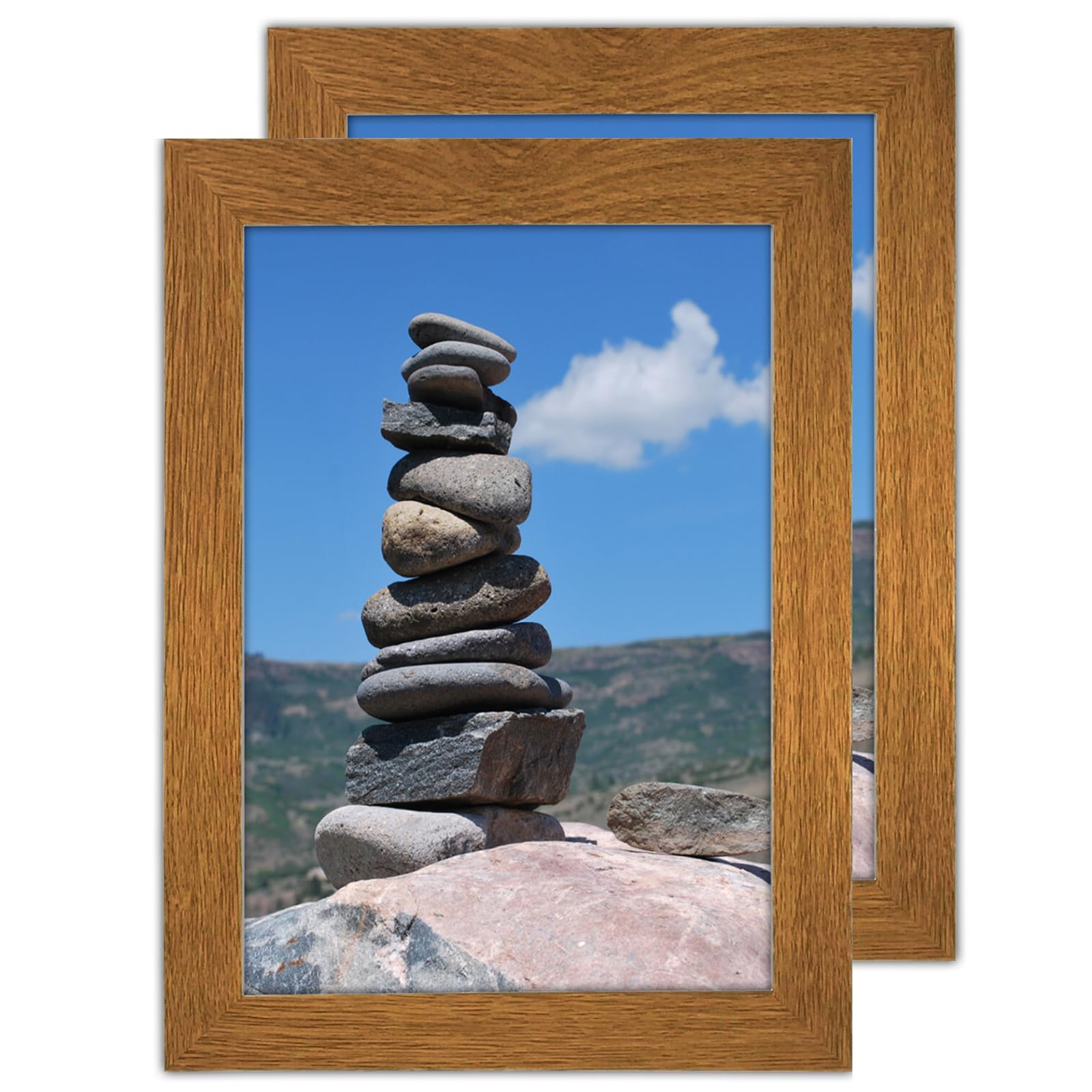 SM Decor2 Pack Dark Oak A5 Picture Frame - Freestanding and Wall Mounted Photo Frame for Pictures Posters & Certificates, A5 Size Compact Picture Frames - Dark Oak, A5 (15 x 21 cm)