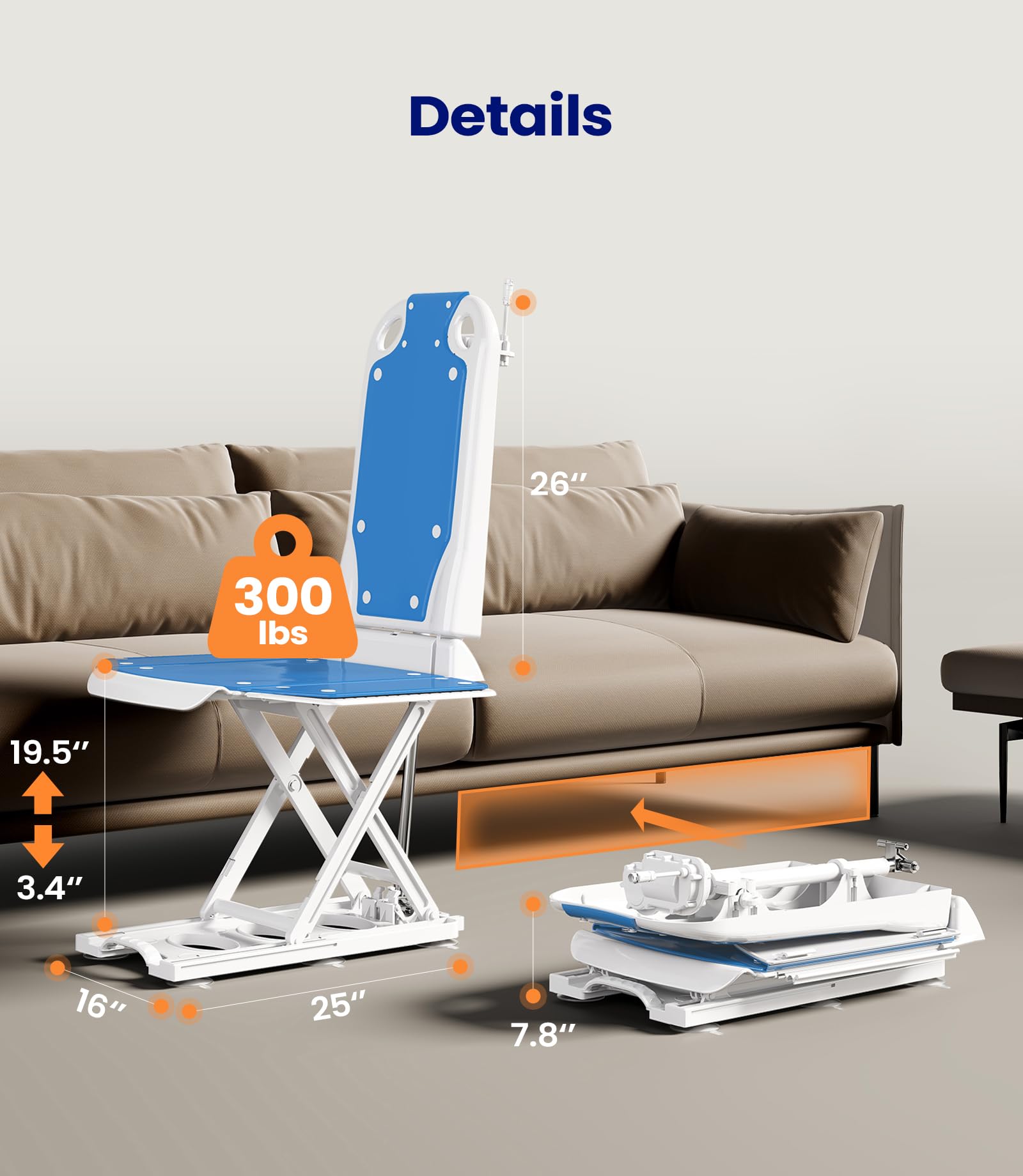 MAIDeSITe Electric Chair Lift, Stand Up Independently from Floor, Support Up to 300 LBS, Chair Lift for Elderly, JC35M3