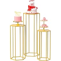 Soportes Hexagonales Dorados Wokceer - Juego De 3 Mesas Anidadas, Metal, Ideales Para Plantas O Decoración
