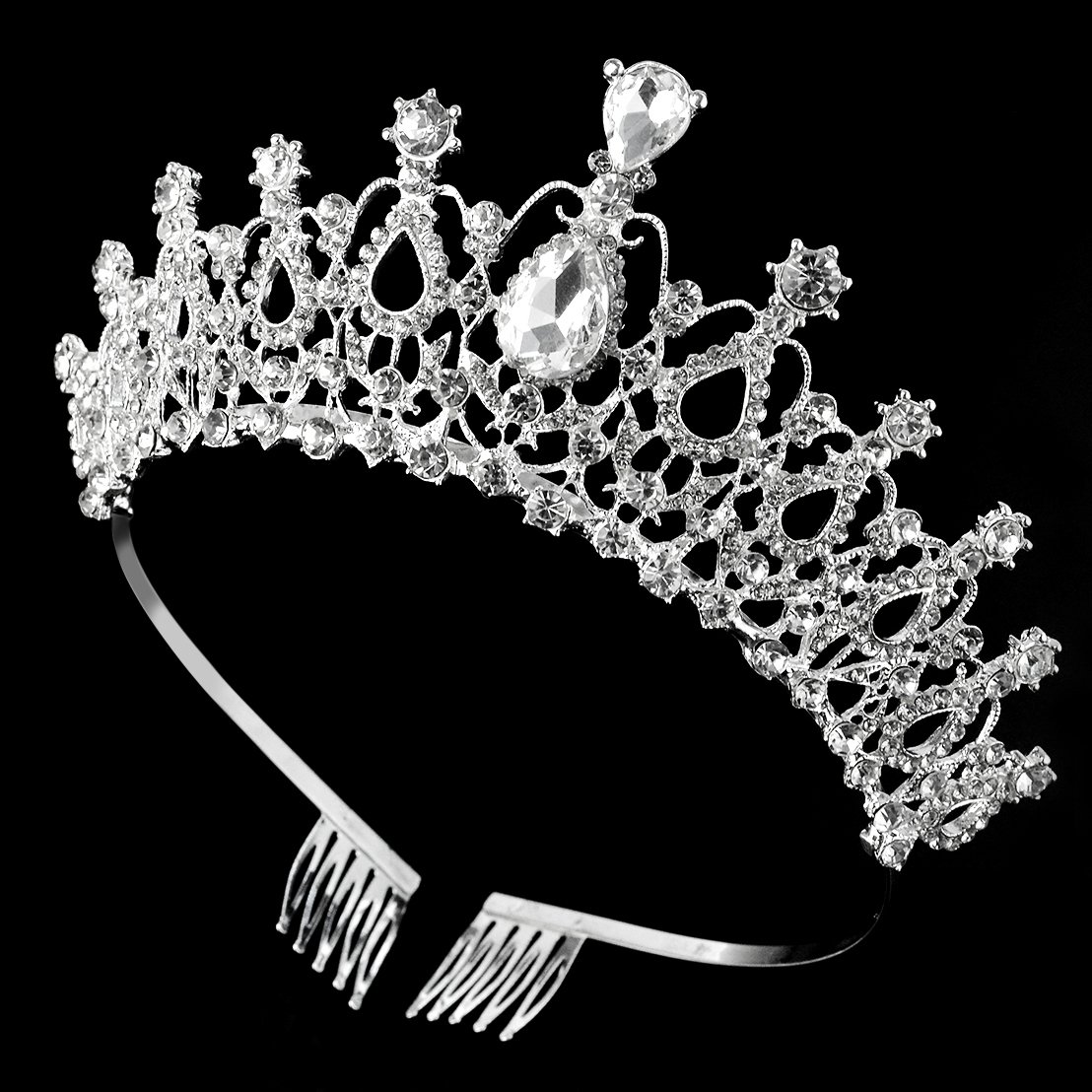 SUMERSHA Wedding Tiara Crown with Comb Bridal Pageant Rhinestone Crystal Prom Gorgeous Headband Hair Accessories For Party Birthday Christmas