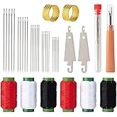 37 PCS Big Eye Steel Sewing Needles Kit, Stainless Steel Needles for Hand Sewing Kit with Thread Ripper, Needle Threaders, Threads, and Thimbles(37pcs/1Set)