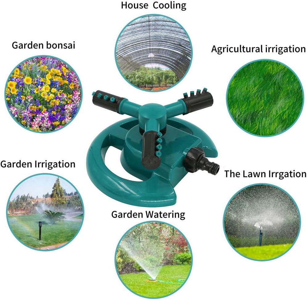 Garden Sprinkler, Automatic Lawn Water Sprinkler, 360 Degree 3-Arm Rotating Sprinkler System, Adjustable Water Spray Range - Image 5