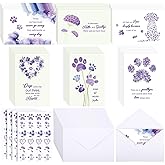 Geyoga 36 Set Pet Sympathy Card with Envelope Bulk, Melancholy Purple | Dog Cat Bereavement Greeting Cards, Thoughtful Condolence Sympathy Gifts for Pet Loss, Soft Comforting Watercolor Designs