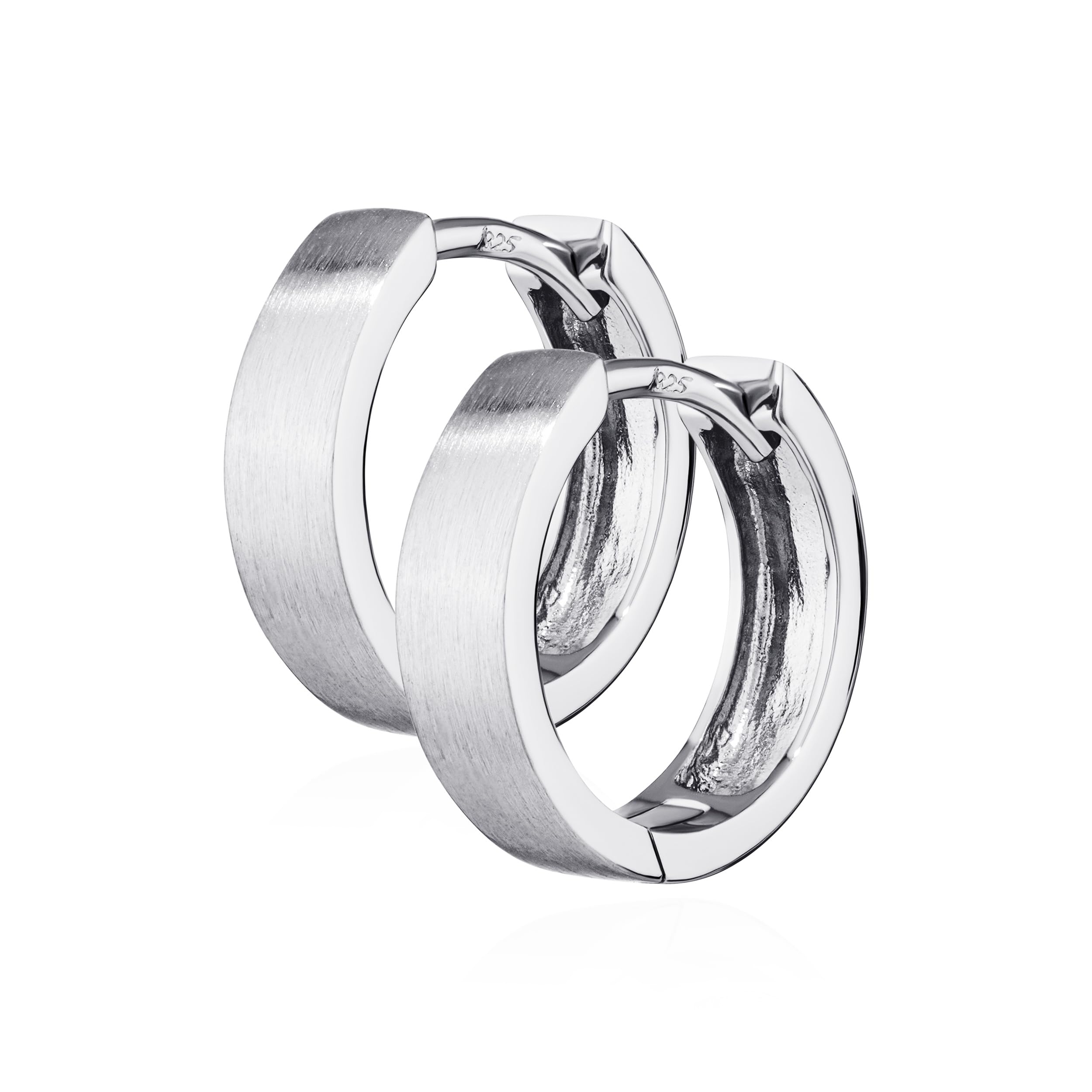 NKlaus silver pair 925 sterling silver hinged earrings matt shiny 13mm tarnish proof 4790