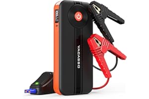 VACASSO Car Jump Starter, 2500A Peak Portable 12V Jump Box (8.0L Gas/ 7L Diesel), 74Wh Lithium Car Jumper Starter Battery Pack Booster with 3 Modes Flashlight, Fast Charge 3.0