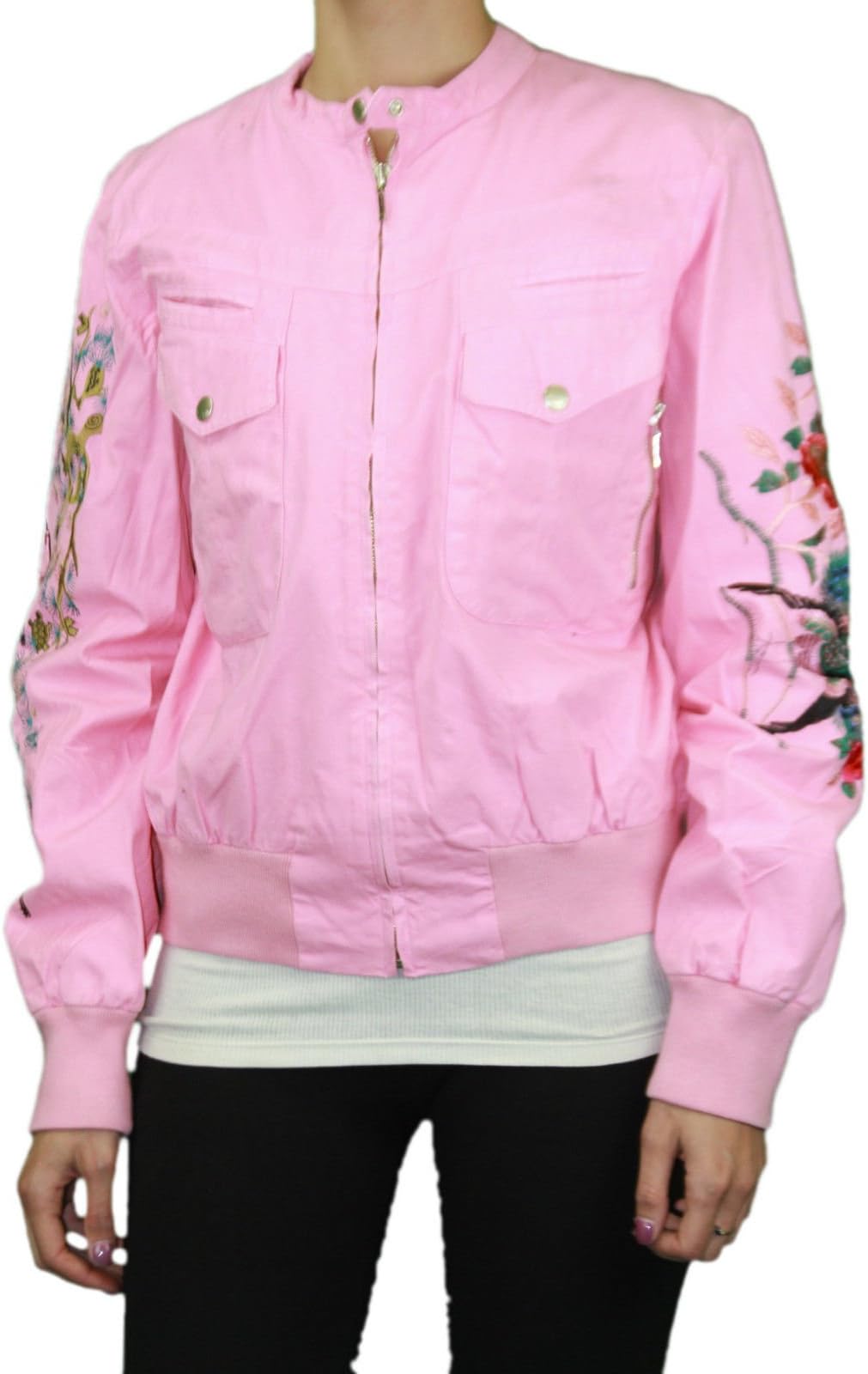 CUSTO BARCELONA Womens Locson Pink Floral Sleeve Jacket 392367 Sz 6/40