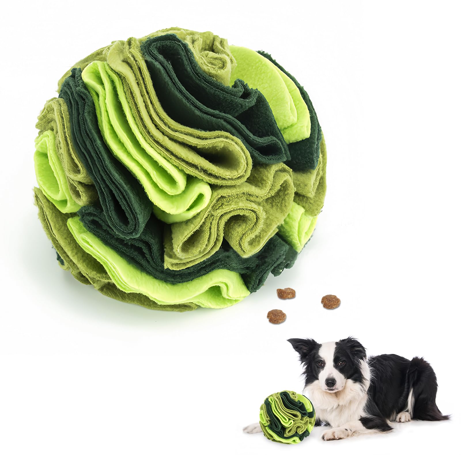 Andiker Dog Snuffle Ball, Interactive Dog Toys Ball Brain Stimulating Puzzle Toys for Small Medium Dogs Enrichment Game Feeding Mat Slow Feeder Stress Relief Toy (Green)