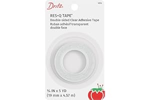 Dritz Res-Q Tape, 3/4" x 5 Yards, Double-Sided Fashion Tape - Clear Hypoallergenic Adhesive for Clothing & Body (No Residue)