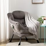 HollyHOME Velvet Armchair Dark Gray with Steel Frame 95x80x64 cm view 5