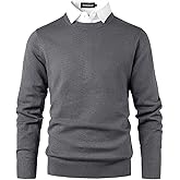 Harbrosrce Men's Crew Neck Jumpers Knitted Sweater with Mock Shirt Neck Casual Business Knitwear Pullover Solid Color