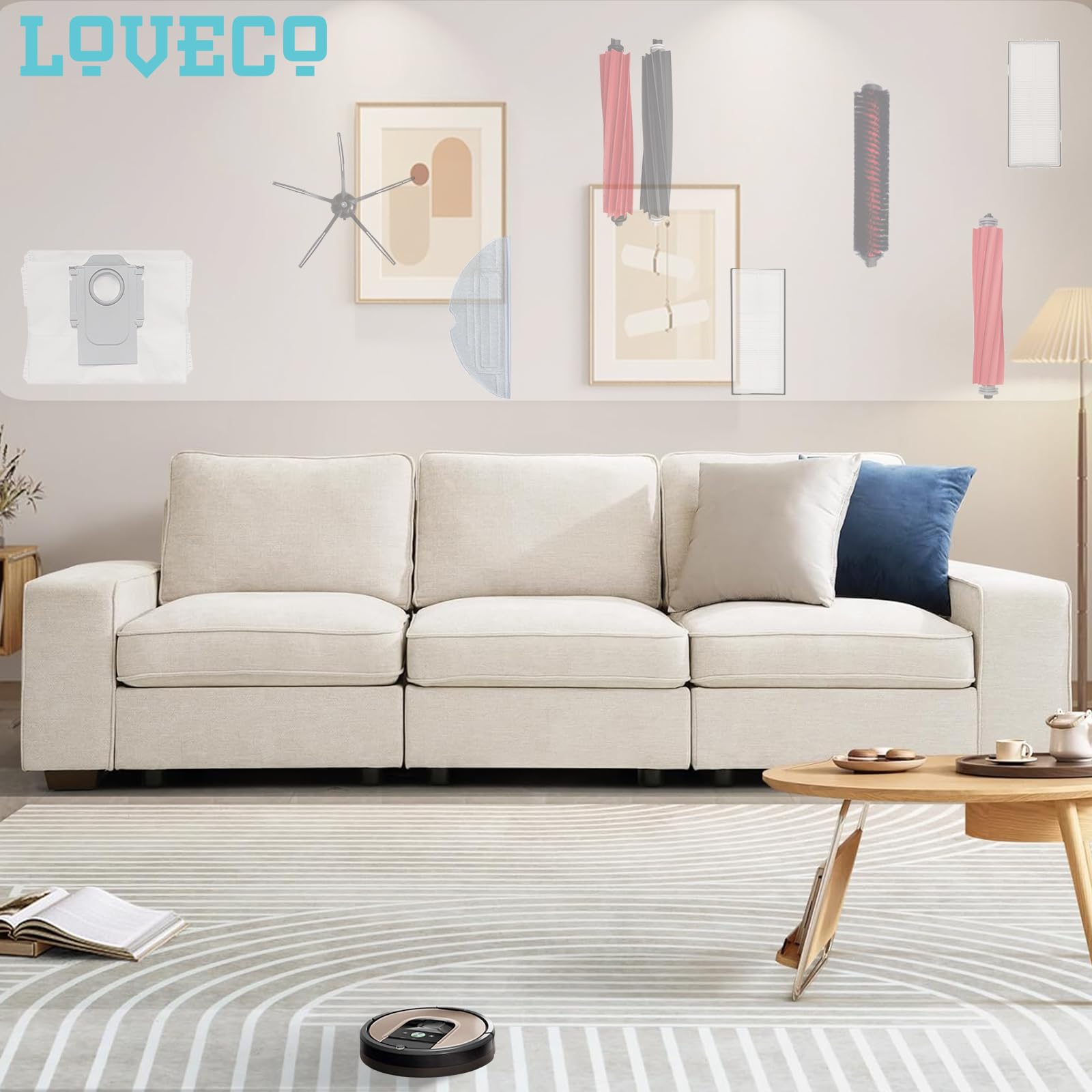 Loveco Zubehör Ersatz Kompatibel für Roborock S7 S7 Plus S7 MaxV , Ultra Roboter Staubsauger,2 Hauptbürste, 4 Filter,6 Seitenbürsten,4 Mopptüchern, 1 Bürstenreinigungswerkzeug 8