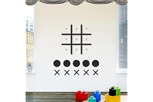 OAYAO Large Wood Game Room Wall Decor, Modern Home Wall Art for Farmhouse Living Room Bedroom Office Decorations, Playroom Hallway Nursery Kids Room Decor Wall Stickers (18’×18‘ tic tac Toe Game)