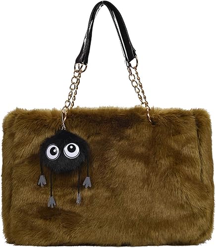 Amazon Surchar ふわふわ ファートートバッグ レディース ショルダーバッグ 斜めがけ 肩掛け カバン 軽量 かばん ハンドバック 大きめモコモコ 2way 大容量 イェロー Surchar トートバッグ