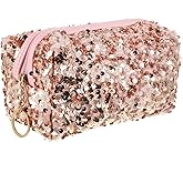 VALICLUD Pink Sequin Makeup Bag Portable Travel Cosmetic Organizer Zipper Pouch for Women Large Capacity Toiletry Storage