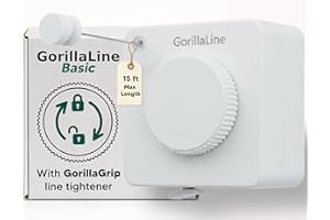 GorillaLine Basic - Retractable Clothesline Indoor Outdoor Clothes Line - Heavy Duty Clothes Drying Laundry Line - Wall Mounted Drying Rack - Air Dry Clothing - 15ft line Max Tighten with GorillaGrip