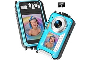 YIFECIAL 4K Underwater Camera 64MP Autofocus 16FT Waterproof Camera Dual-Screen Selfie 16X Underwater Camera for Snorkeling Waterproof Compact Floatable Digital Camera with 32GB Card