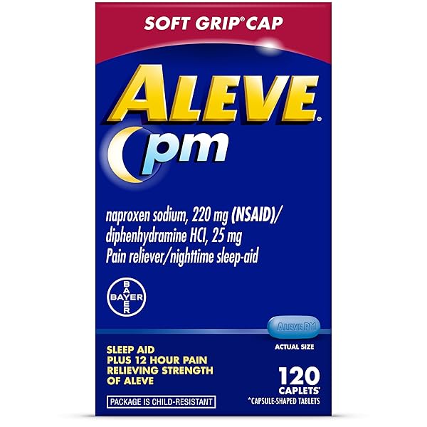 ALEVE PM SLEEP AID PLUS PAIN RELIEVER CAPLETS, NAPROXEN SODIUM & DIPHENHYDRAMINE HCL, NIGHTTIME, 120 COUNT