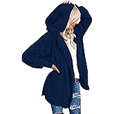 CHICGAL Womens Fuzzy Jacket Hooded Cardigan Open Front Sherpa Coat Outwear with Pockets