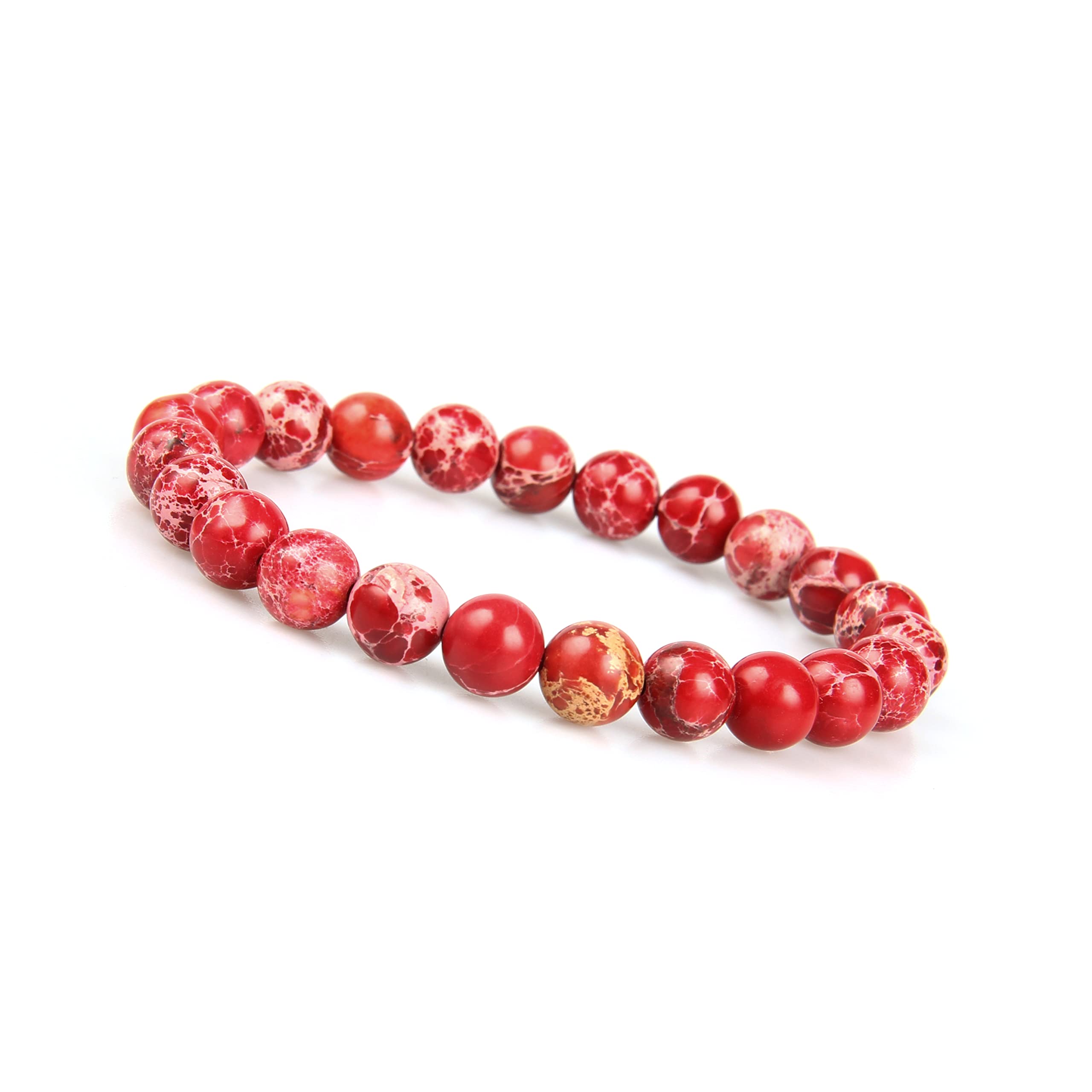 GD GOOD.designs EST. 2015 Chakra bead bracelet red for men and women I Made from 8 mm marine sediment jasper natural stones I Single-coloured unisex bead chakra wristband — image 1