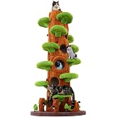 Xiamiao Magic Forest Cat Tree Tower, 90 inches Tall, Real Solid Wood Cat Tree for Multi-Cat Household