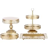 BOLATU Cake Stands Set，4 Pcs Metal Round Cake Stands Set Cupcake Stands Set Birthday Party Wedding Party Arternoon Tea Desser